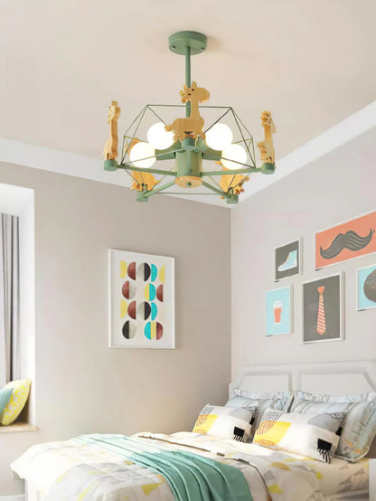Kinderlamp Plafond met Houten Giraffe Dieren Decoraties voor Kinderkamer