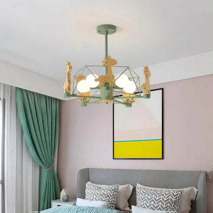 Kinderlamp Plafond met Houten Giraffe Dieren Decoraties voor Kinderkamer