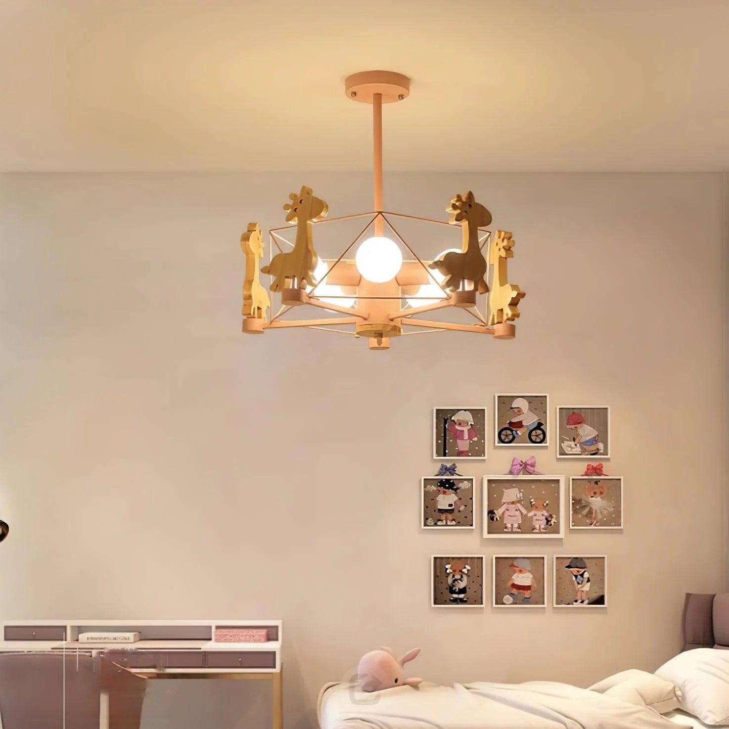 Kinderlamp Plafond met Houten Giraffe Dieren Decoraties voor Kinderkamer