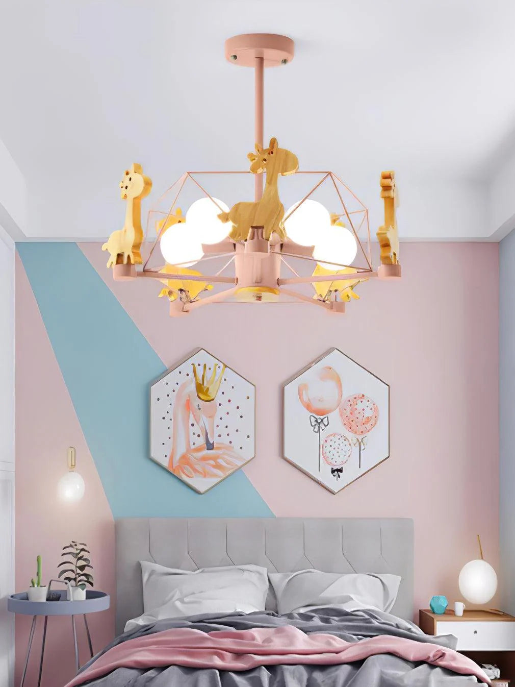 Kinderlamp Plafond met Houten Giraffe Dieren Decoraties voor Kinderkamer