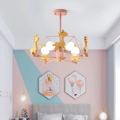 Kinderlamp Plafond met Houten Giraffe Dieren Decoraties voor Kinderkamer