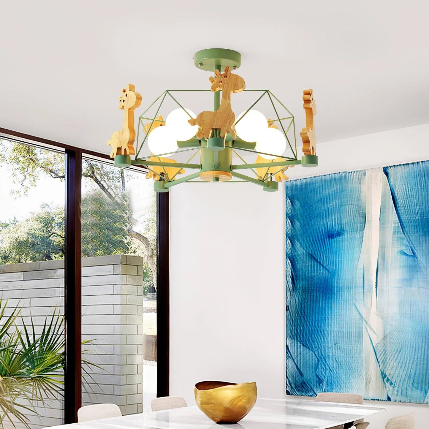 Kinderlamp Plafond met Houten Giraffe Dieren Decoraties voor Kinderkamer ##POS:18##