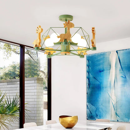 Kinderlamp Plafond met Houten Giraffe Dieren Decoraties voor Kinderkamer ##POS:18##