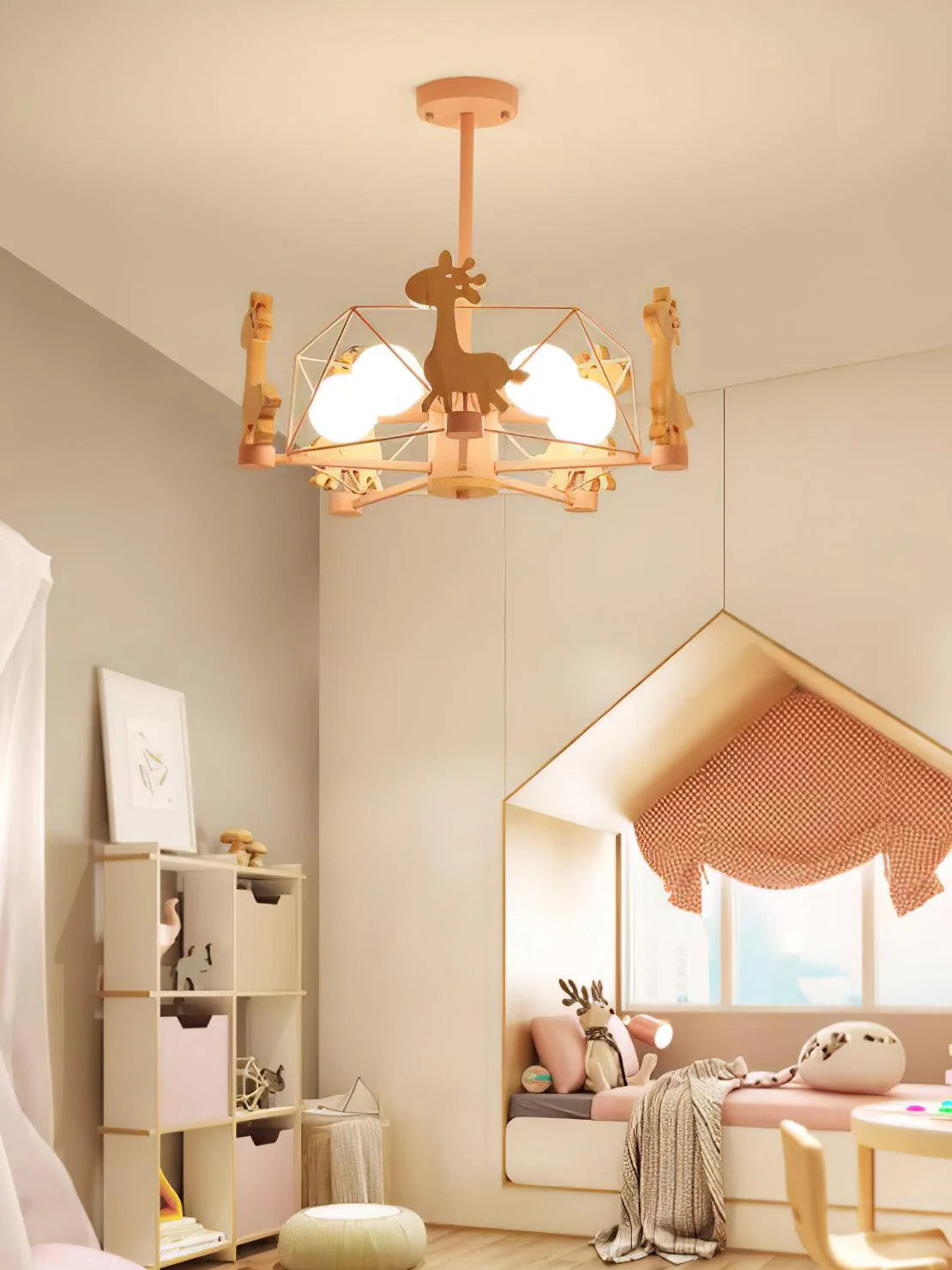 Kinderlamp Plafond met Houten Giraffe Dieren Decoraties voor Kinderkamer