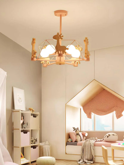 Kinderlamp Plafond met Houten Giraffe Dieren Decoraties voor Kinderkamer