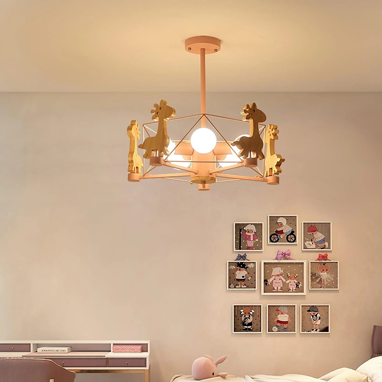 Kinderlamp Plafond met Houten Giraffe Dieren Decoraties voor Kinderkamer
