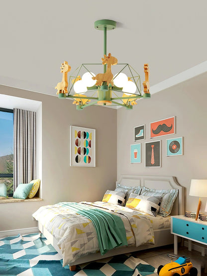 Kinderlamp Plafond met Houten Giraffe Dieren Decoraties voor Kinderkamer