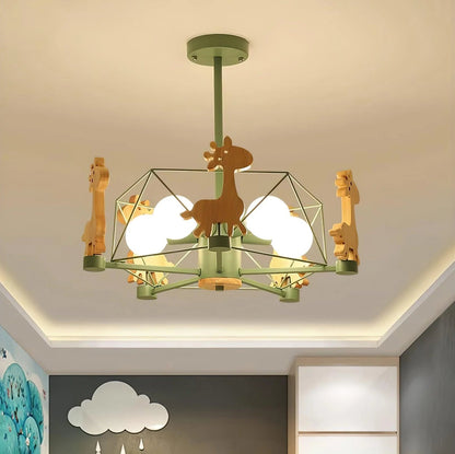 Kinderlamp Plafond met Houten Giraffe Dieren Decoraties voor Kinderkamer