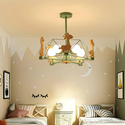 Kinderlamp Plafond met Houten Giraffe Dieren Decoraties voor Kinderkamer
