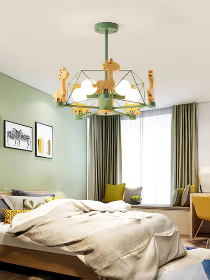 Kinderlamp Plafond met Houten Giraffe Dieren Decoraties voor Kinderkamer