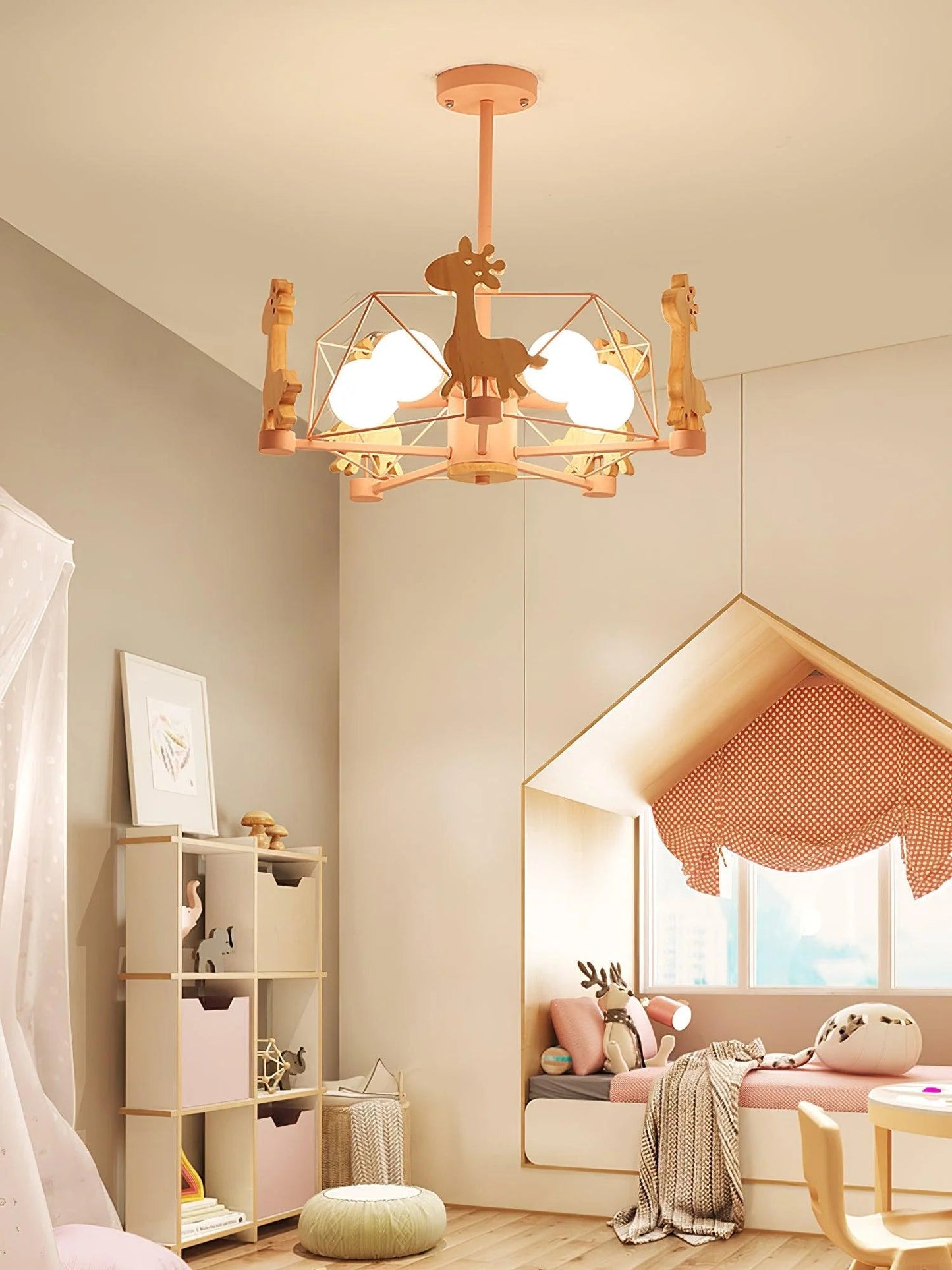 Kinderlamp Plafond met Houten Giraffe Dieren Decoraties voor Kinderkamer