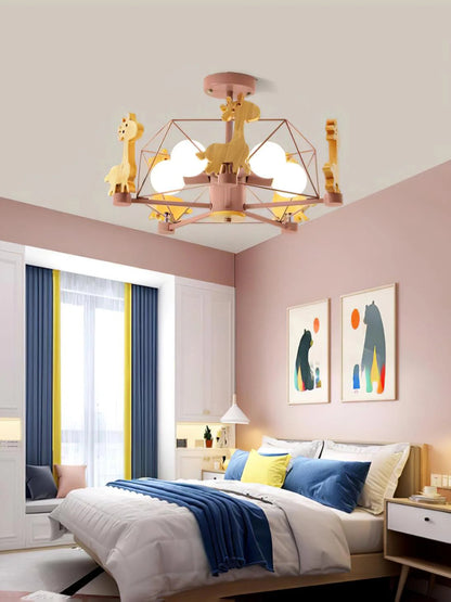 Kinderlamp Plafond met Houten Giraffe Dieren Decoraties voor Kinderkamer