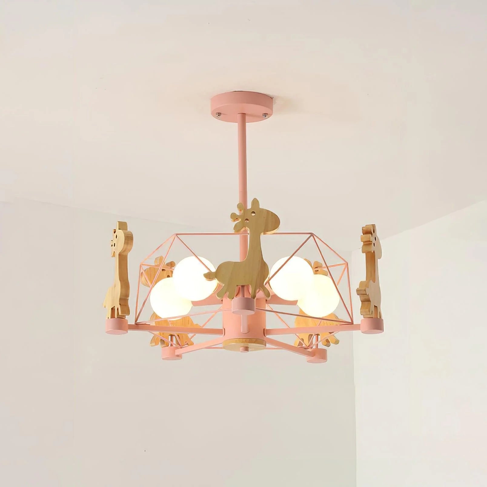 Kinderlamp Plafond met Houten Giraffe Dieren Decoraties voor Kinderkamer ##POS:9##