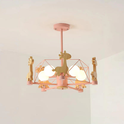 Kinderlamp Plafond met Houten Giraffe Dieren Decoraties voor Kinderkamer ##POS:9##