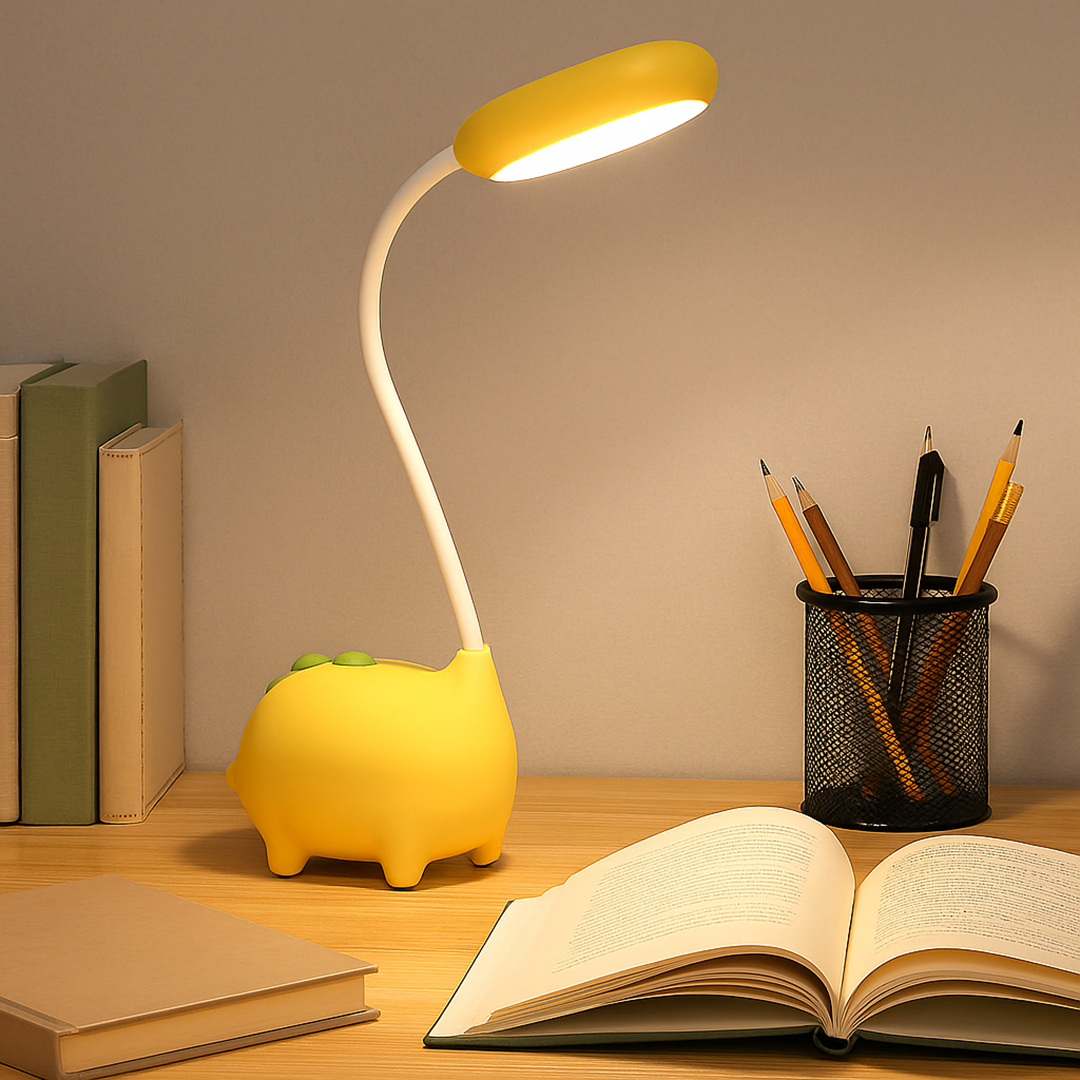 Kindertafellamp LED Dimbaar met Flexibele Arm en Dinosaurus Design