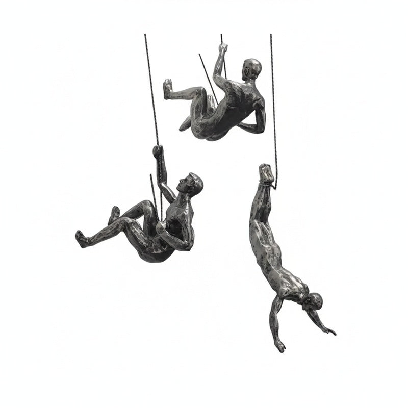 Klimmende Figuren Wanddecoratie Set van 3 Hangende Sculpturen Industrieel