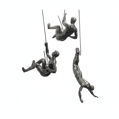 Klimmende Figuren Wanddecoratie Set van 3 Hangende Sculpturen Industrieel
