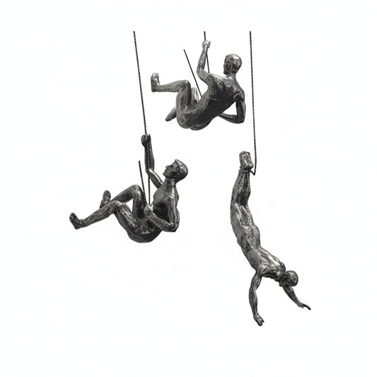 Klimmende Figuren Wanddecoratie Set van 3 Hangende Sculpturen Industrieel