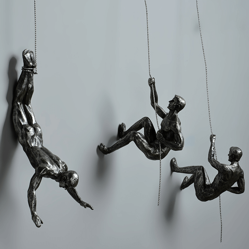 Klimmende Figuren Wanddecoratie Set van 3 Hangende Sculpturen Industrieel