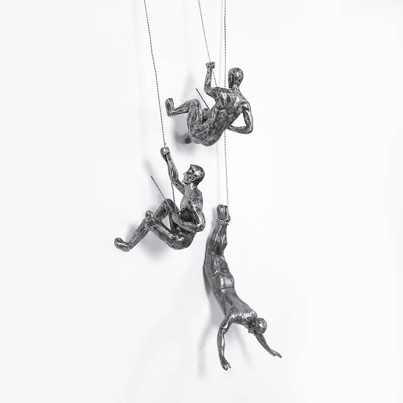 Klimmende Figuren Wanddecoratie Set van 3 Hangende Sculpturen Industrieel