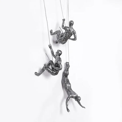 Klimmende Figuren Wanddecoratie Set van 3 Hangende Sculpturen Industrieel