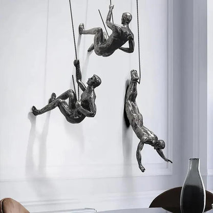 Klimmende Figuren Wanddecoratie Set van 3 Hangende Sculpturen Industrieel
