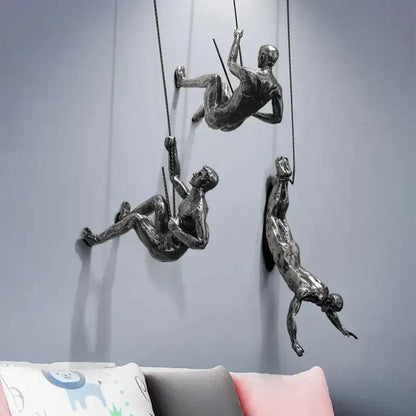 Klimmende Figuren Wanddecoratie Set van 3 Hangende Sculpturen Industrieel