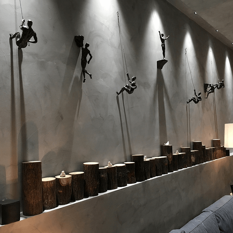 Klimmende Figuren Wanddecoratie Set van 3 Hangende Sculpturen Industrieel