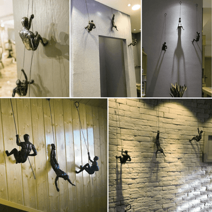 Klimmende Figuren Wanddecoratie Set van 3 Hangende Sculpturen Industrieel