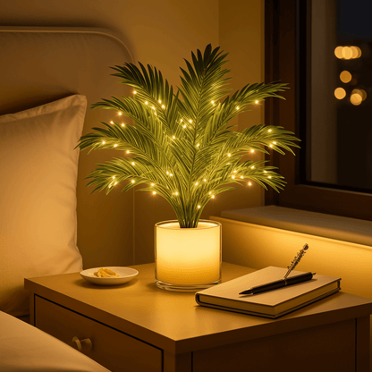 Kunstpalm met LED Verlichting en Verlichte Pot voor Binnen