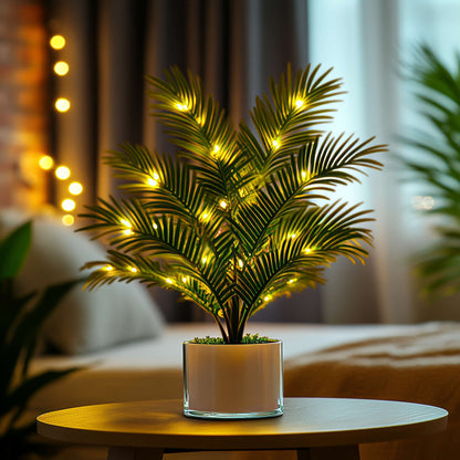 Kunstpalm met LED Verlichting en Verlichte Pot voor Binnen