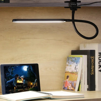 LED Klemmlamp Minimalistisch met Flexibele Zwanenhals, 3 Lichtkleuren en 10 Dimstappen