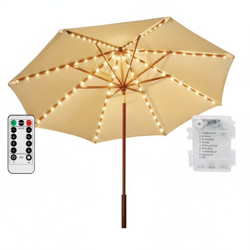 LED Lampionnetjes voor Parasol met Afstandsbediening en 8 Lichtmodi op Batterijen