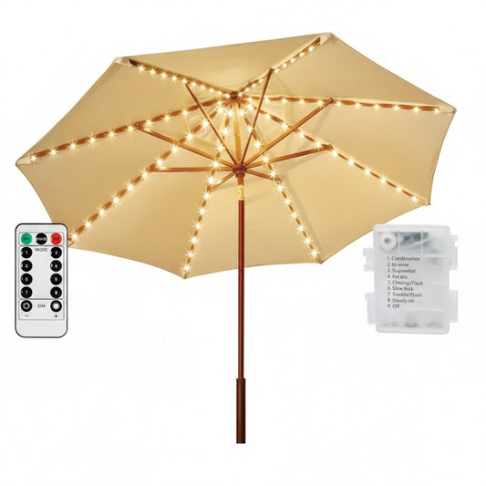 LED Lampionnetjes voor Parasol met Afstandsbediening en 8 Lichtmodi op Batterijen