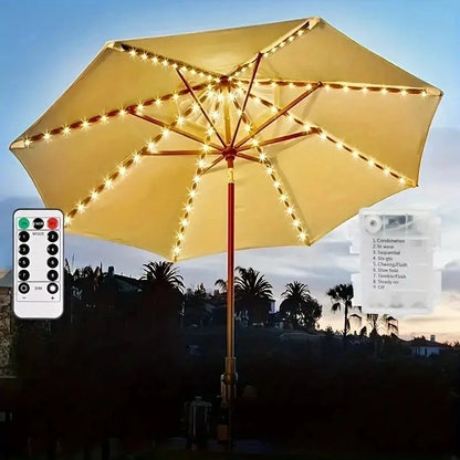 LED Lampionnetjes voor Parasol met Afstandsbediening en 8 Lichtmodi op Batterijen