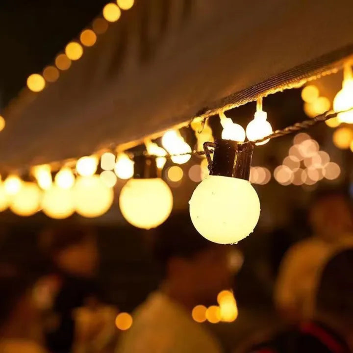 Lichtsnoer op Zonne-energie met Ronde LED Bollen voor Buiten en Tuin