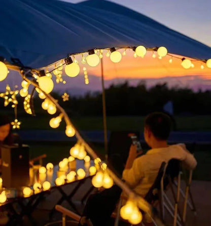 Lichtsnoer op Zonne-energie met Ronde LED Bollen voor Buiten en Tuin