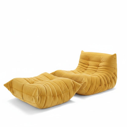 Lounge Fauteuil met Voetenpoef Retro Gestoffeerde Zitset