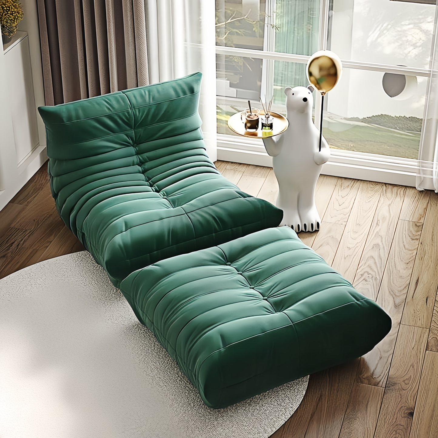 Lounge Fauteuil met Voetenpoef Retro Gestoffeerde Zitset