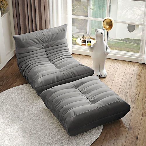 Lounge Fauteuil met Voetenpoef Retro Gestoffeerde Zitset