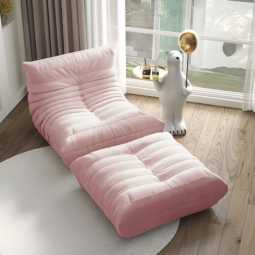 Lounge Fauteuil met Voetenpoef Retro Gestoffeerde Zitset