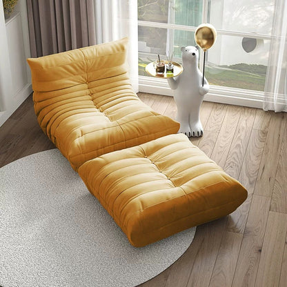 Lounge Fauteuil met Voetenpoef Retro Gestoffeerde Zitset