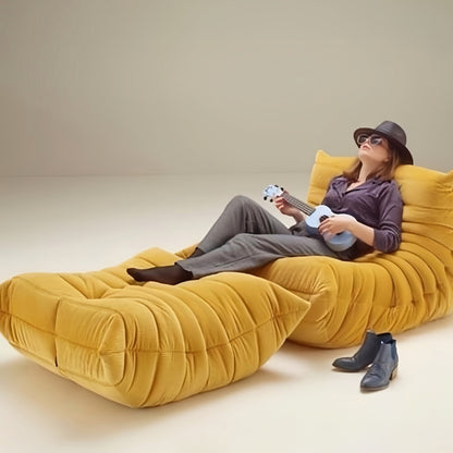 Lounge Fauteuil met Voetenpoef Retro Gestoffeerde Zitset