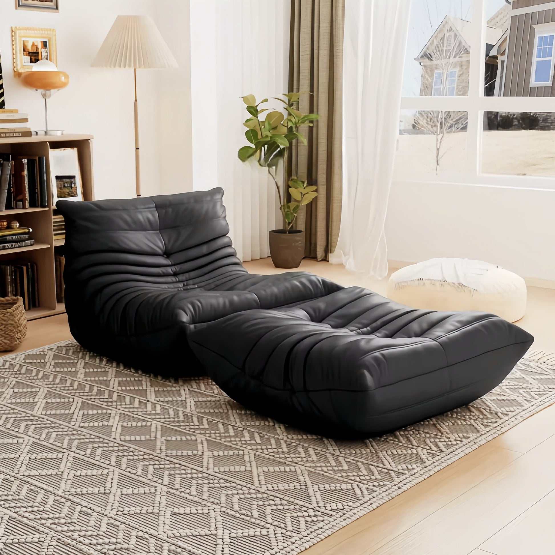 Lounge Fauteuil met Voetenpoef Retro Gestoffeerde Zitset