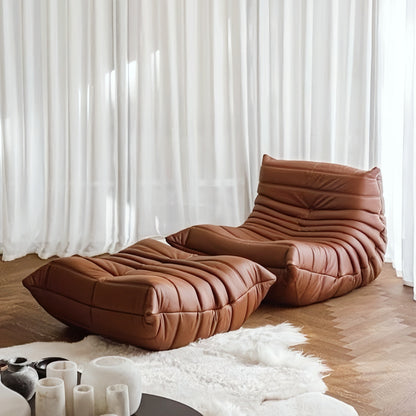 Lounge Fauteuil met Voetenpoef Retro Gestoffeerde Zitset