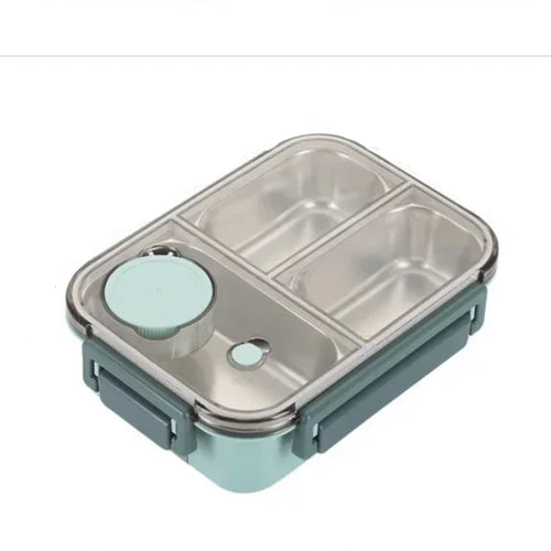 Lunchbox met 3 Vakken - RVS Bento Box met Lekvrij Deksel