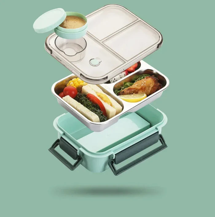 Lunchbox RVS met Vakjes Geïsoleerd Warmhoudfunctie