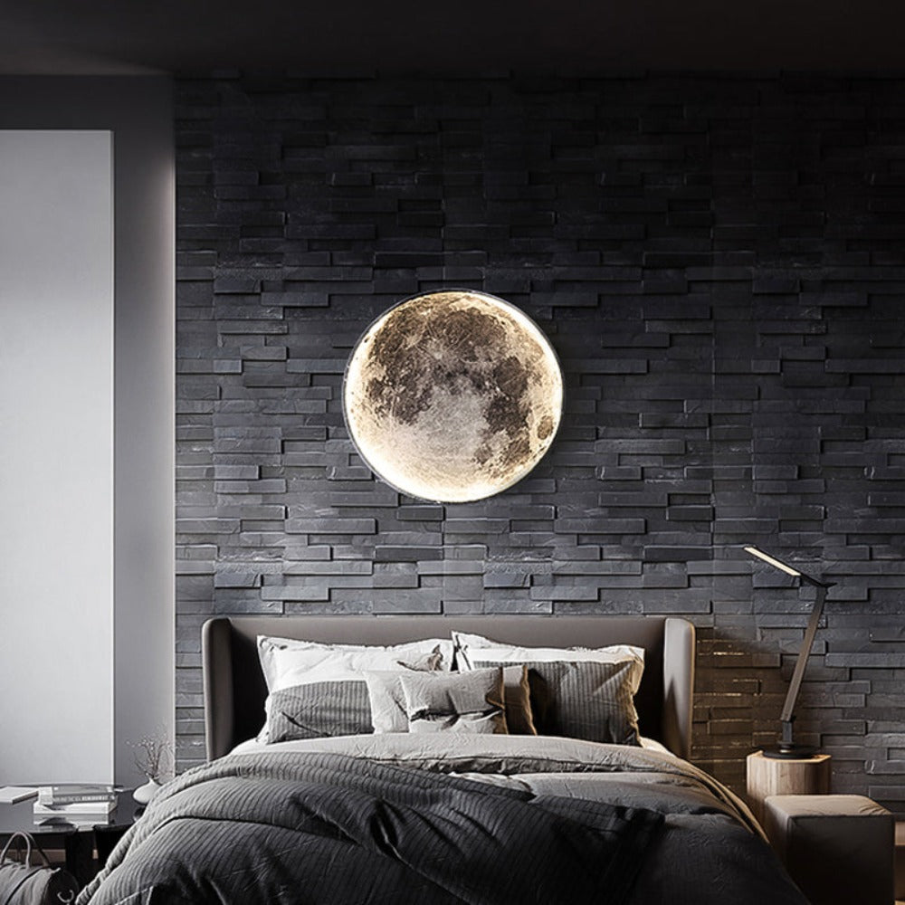 Maan LED Lamp Rond met 3D Maanoppervlak - Wand- en Plafondlamp Modern