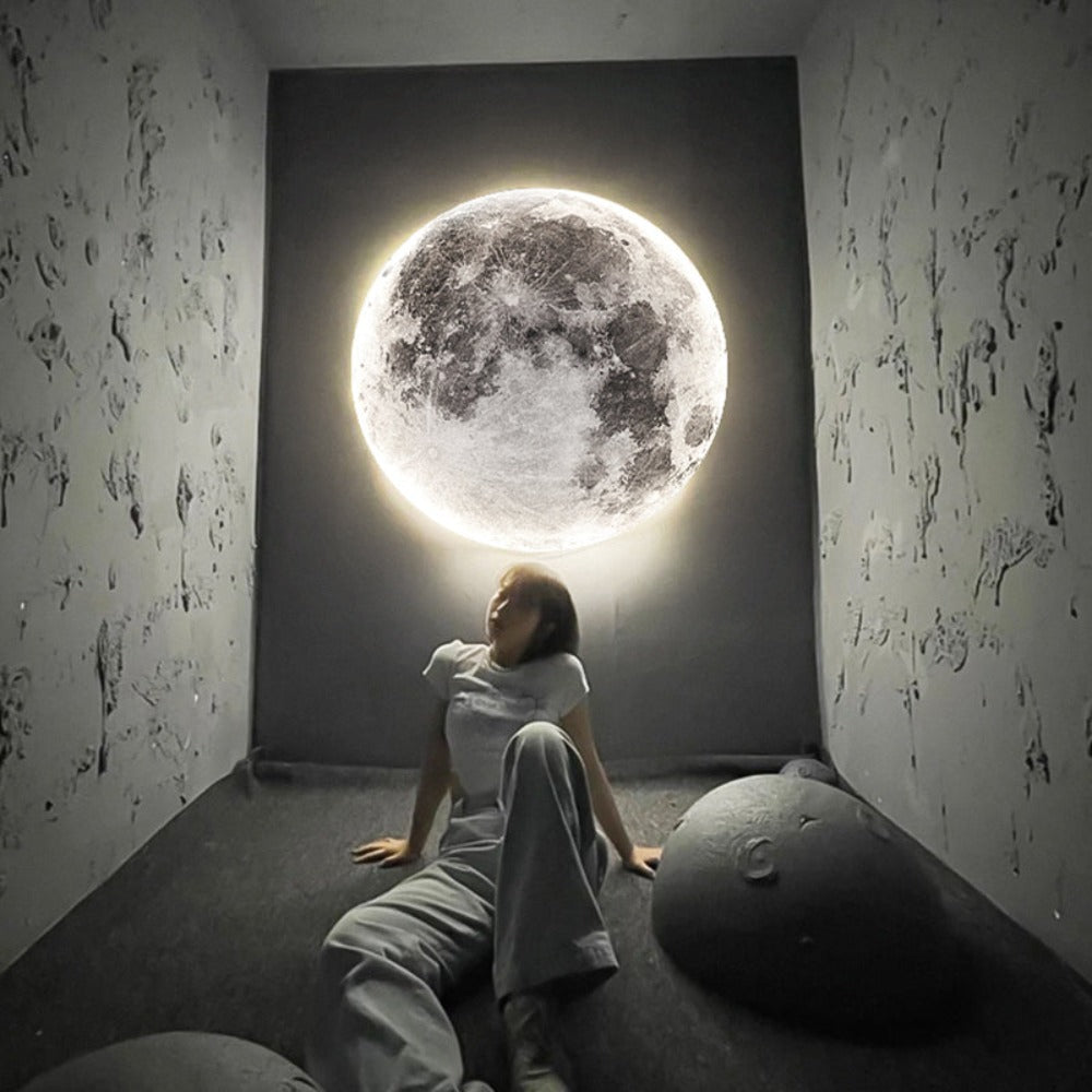 Maan LED Lamp Rond met 3D Maanoppervlak - Wand- en Plafondlamp Modern