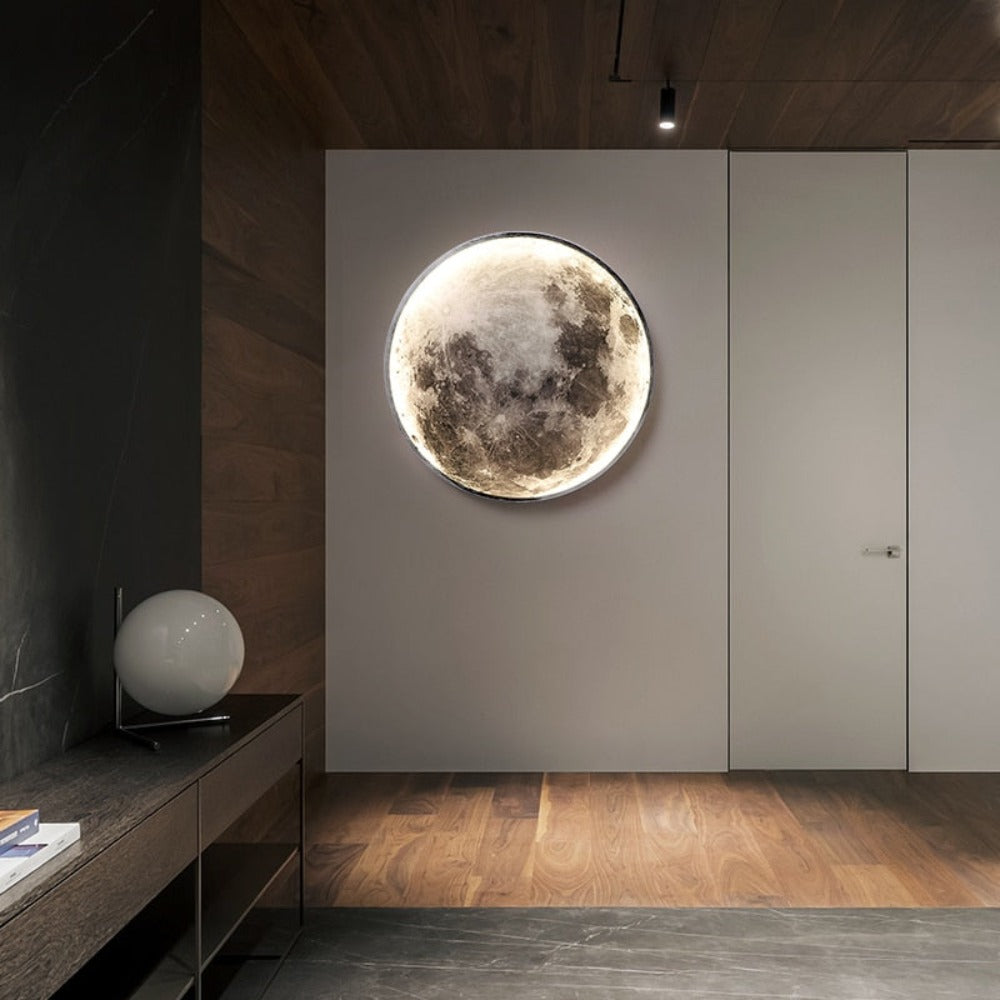 Maan LED Lamp Rond met 3D Maanoppervlak - Wand- en Plafondlamp Modern